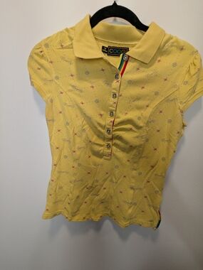 Coogi Juniors Yellow Short Sleeve Polo Top Vintage Y2K Size Large